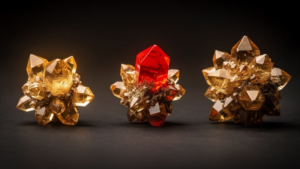 Crystal structure growing in three stages from small to complex, representing how AI systems compound capability over time